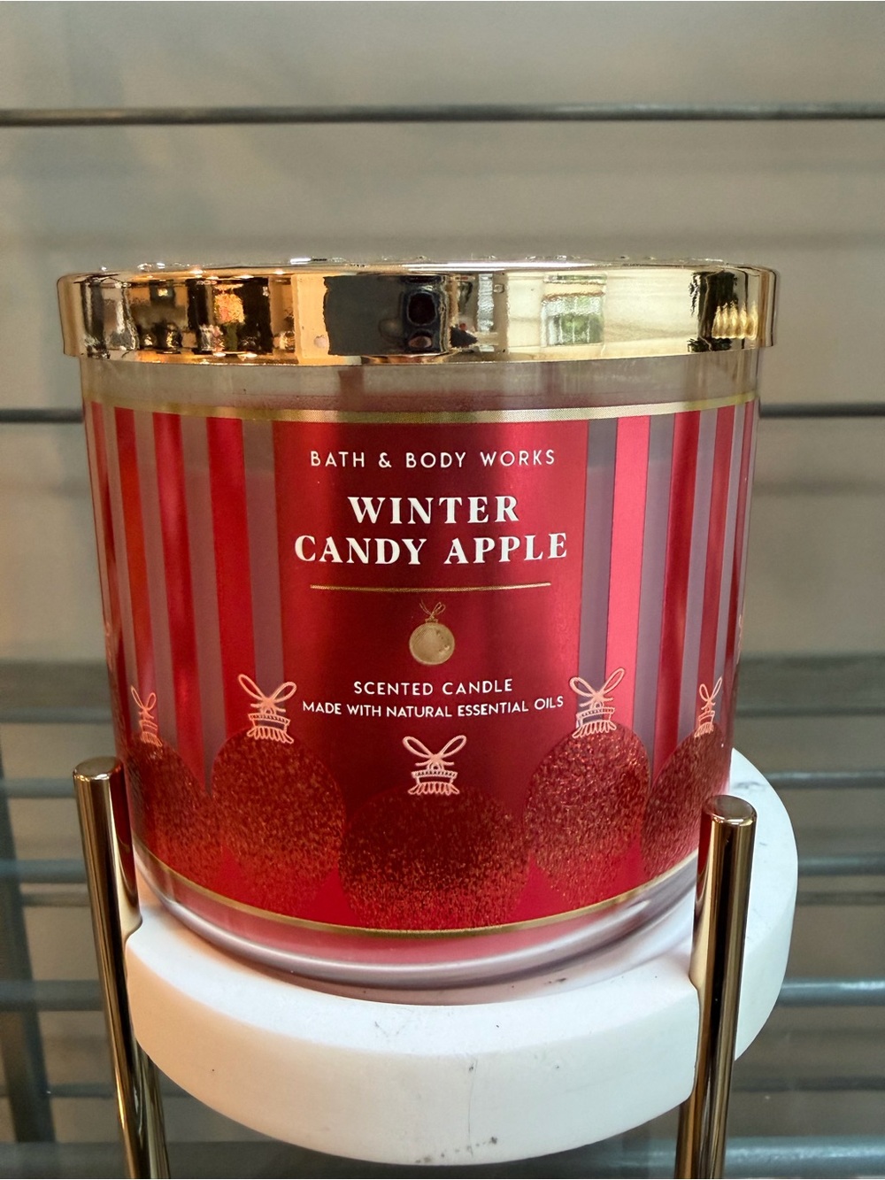 Bath & Body Works Winter Candy Apple Scented 3 Wick Candle - Holiday NWT